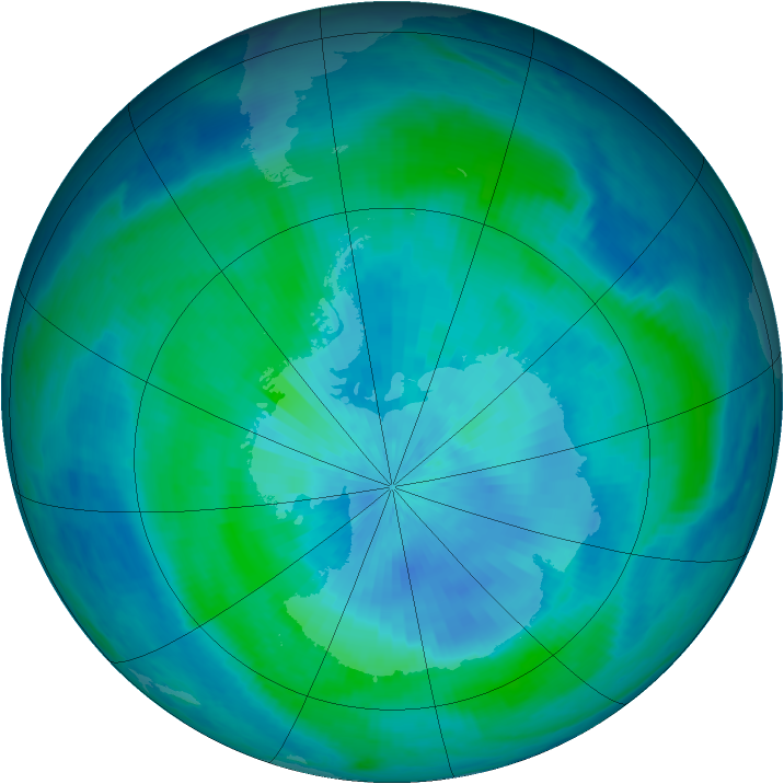 Antarctic ozone map for 12 March 1999